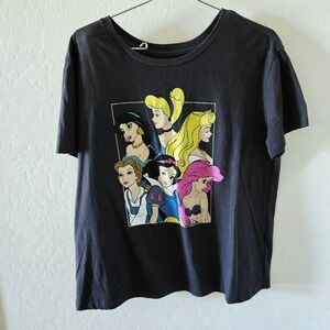 Disney Princess T Shirt Washed Black Womens Size XL EUC